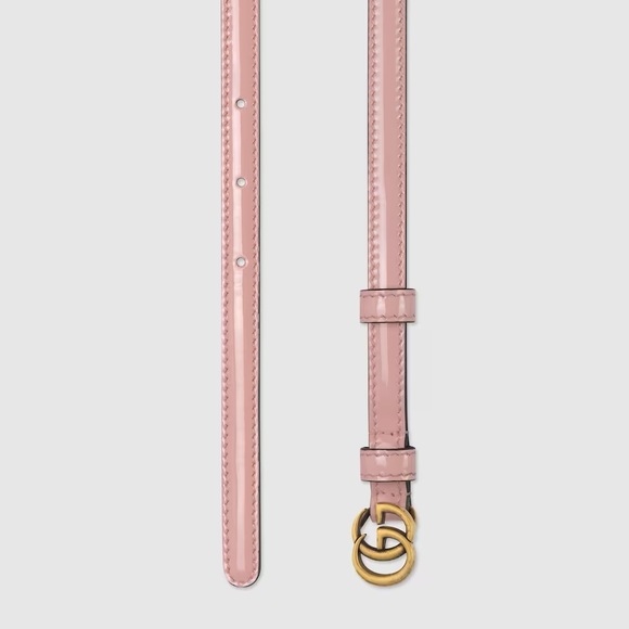 Gucci Double G Patent Leather Thin Belt in pink. Size 95/38. New with tag - Picture 2 of 8